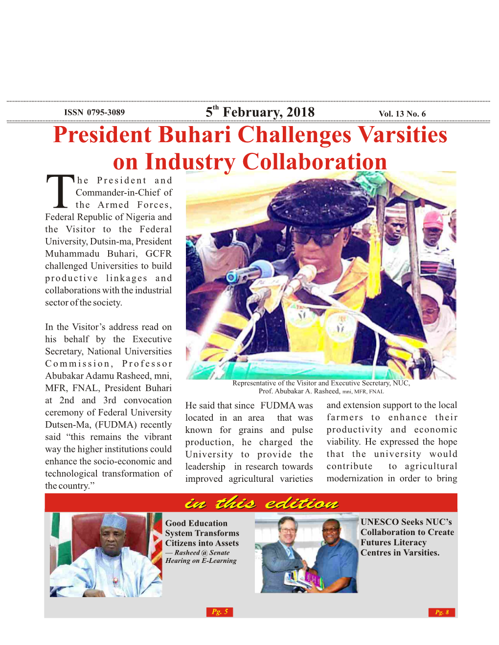 President Buhari Challenges Varsities on Industry Collaboration