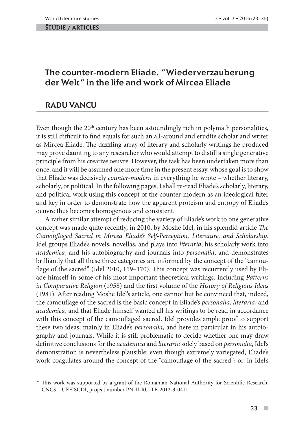 In the Life and Work of Mircea Eliade