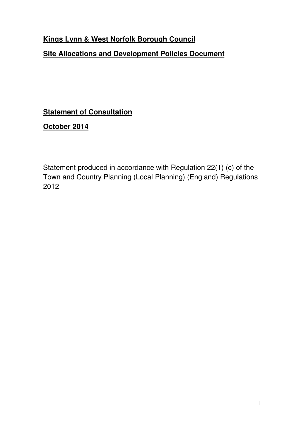 Statement of Consultation (October 2015)