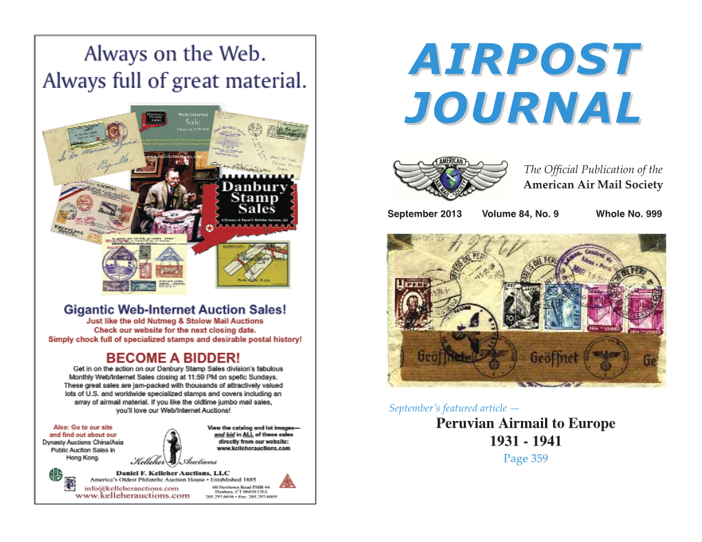 Airpost Journal Letters to the Editor — ARTICLES — Peruvian Airmail to Europe 1931 - 1941