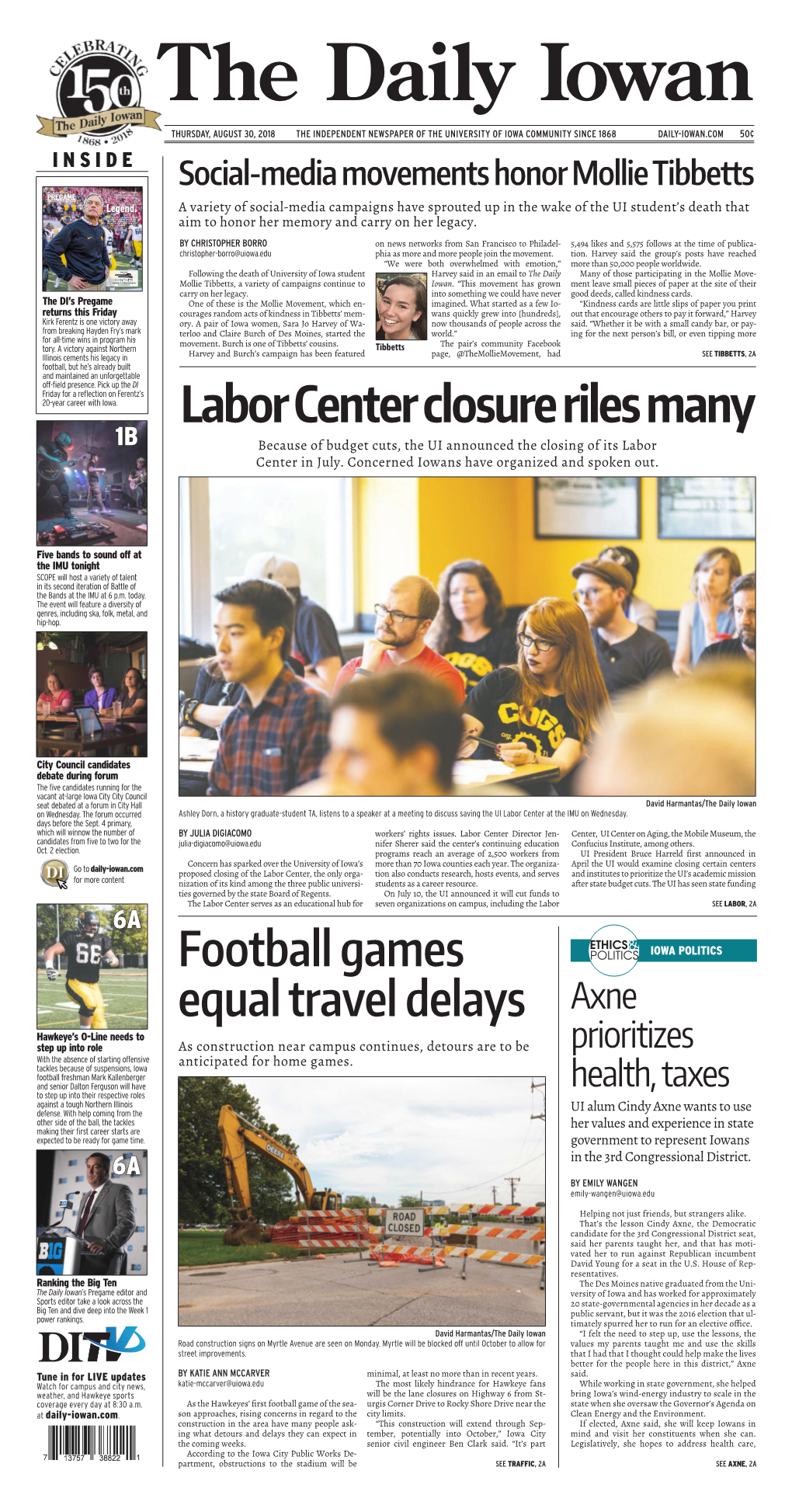 Labor Center Closure Riles Many 1B Because of Budget Cuts, the UI Announced the Closing of Its Labor Center in July