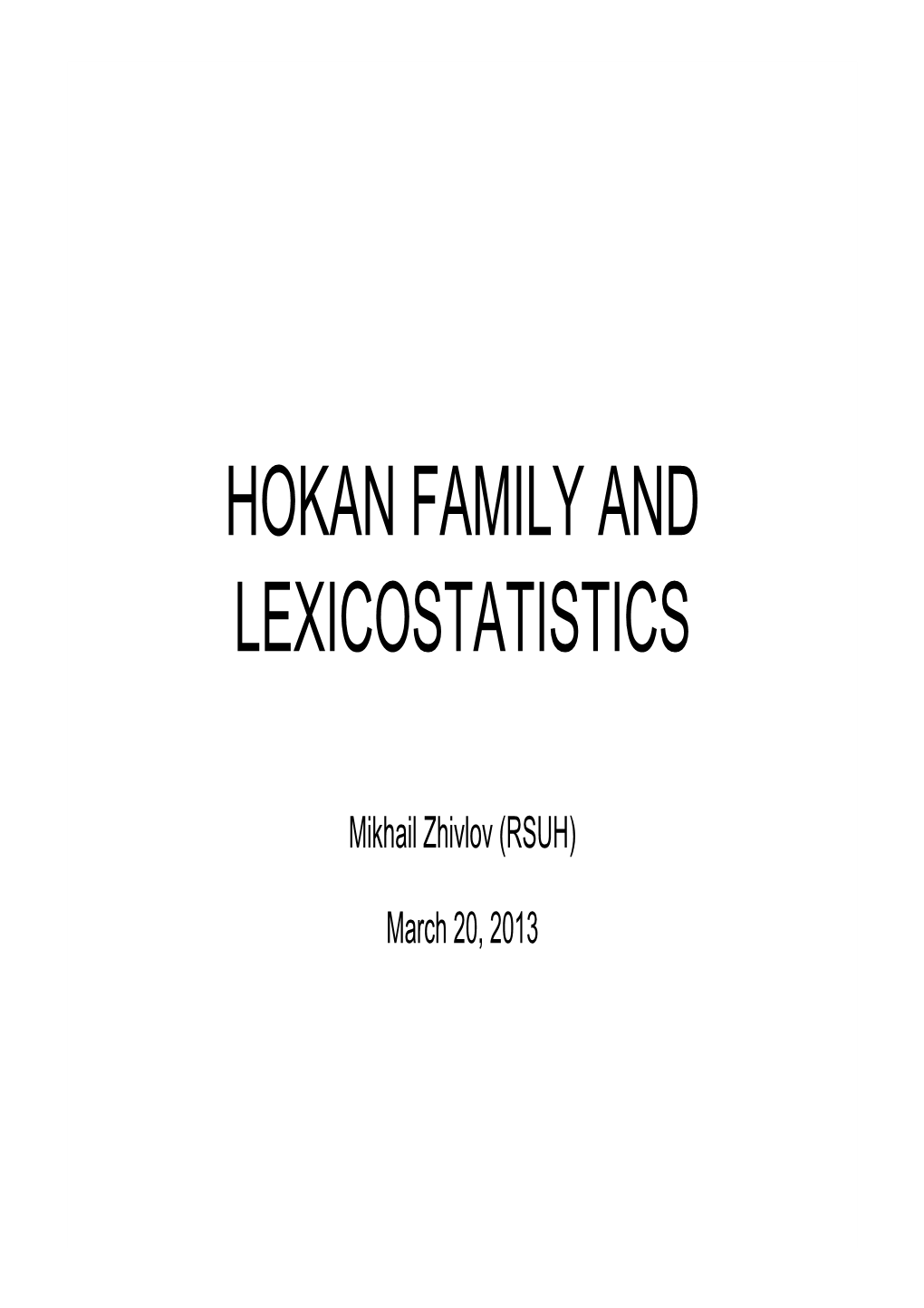 Hokan Family and Lexicostatistics