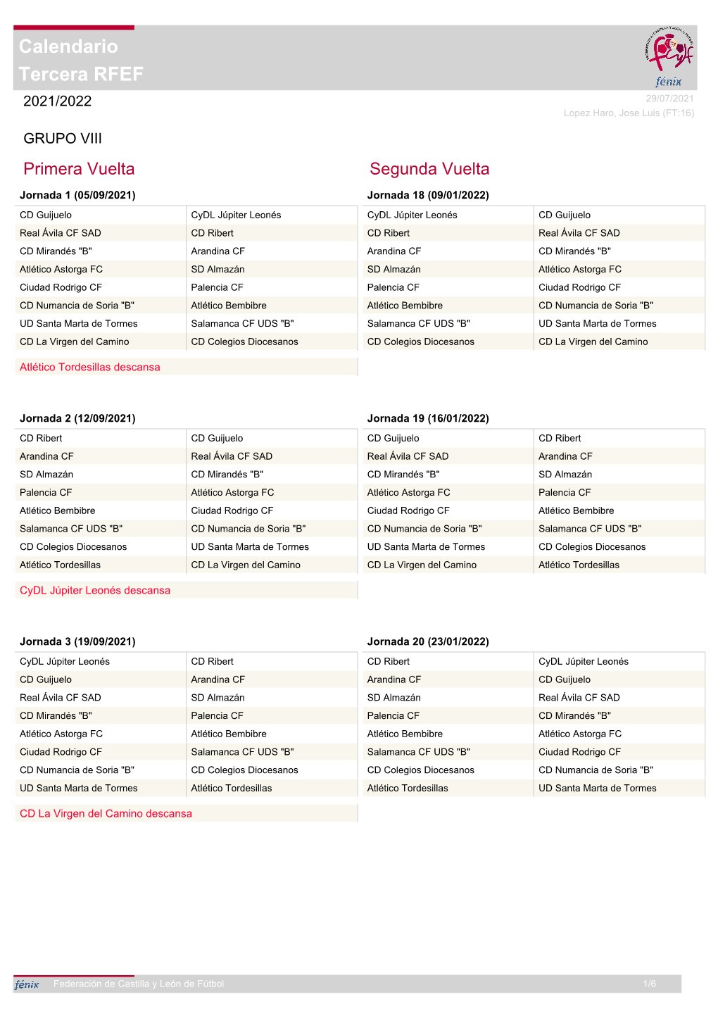 Tercera RFEF Calendario