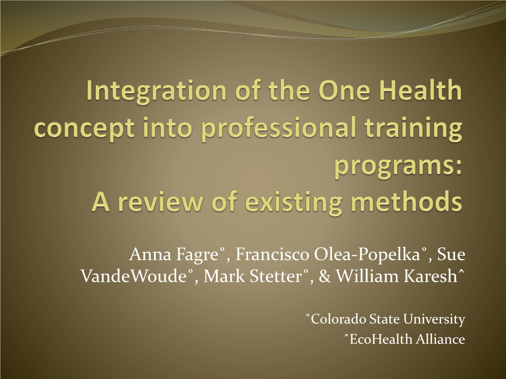 Analyzing the Integration of the One Health Concept Into