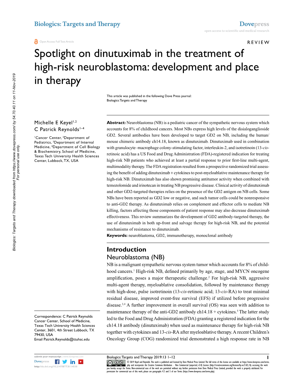 Spotlight on Dinutuximab in the Treatment of High-Risk Neuroblastoma: Development and Place in Therapy