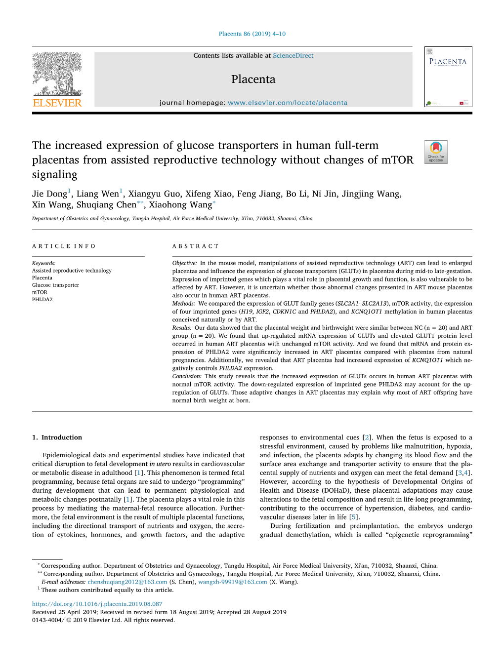 The Increased Expression of Glucose Transporters in Human Full-Term Placentas from Assisted Reproductive Technology Without Changes of Mtor T Signaling