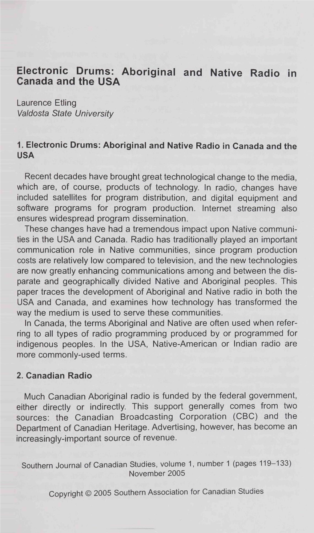 Electronic Drums: Aboriginal and Native Radio in Canada and the USA