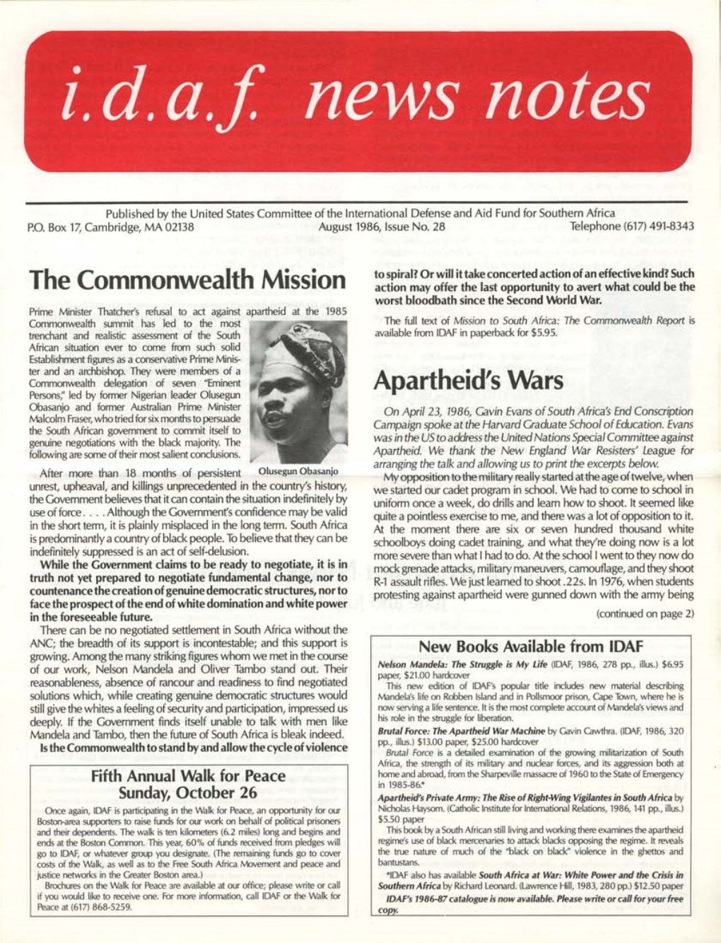 The Commonwealth Mission Apartheid's Wars