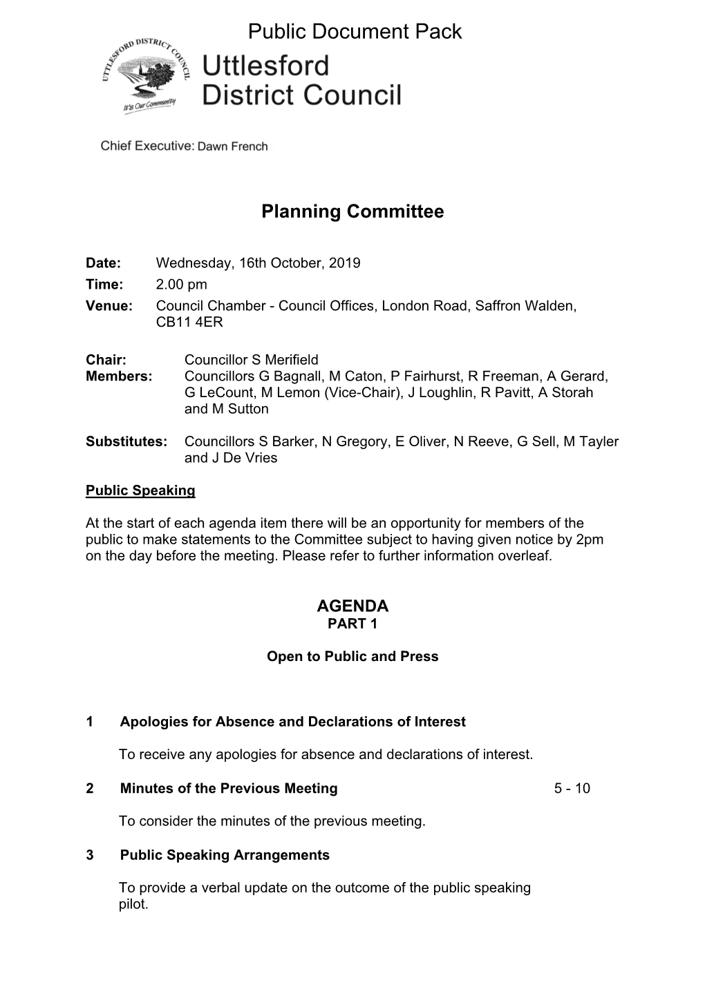 (Public Pack)Agenda Document for Planning Committee, 16/10/2019