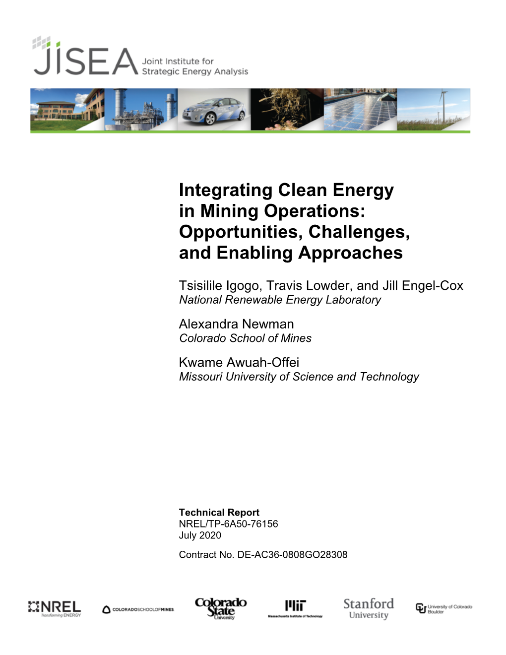 Integrating Clean Energy in Mining Operations: Opportunities, Challenges, and Enabling Approaches