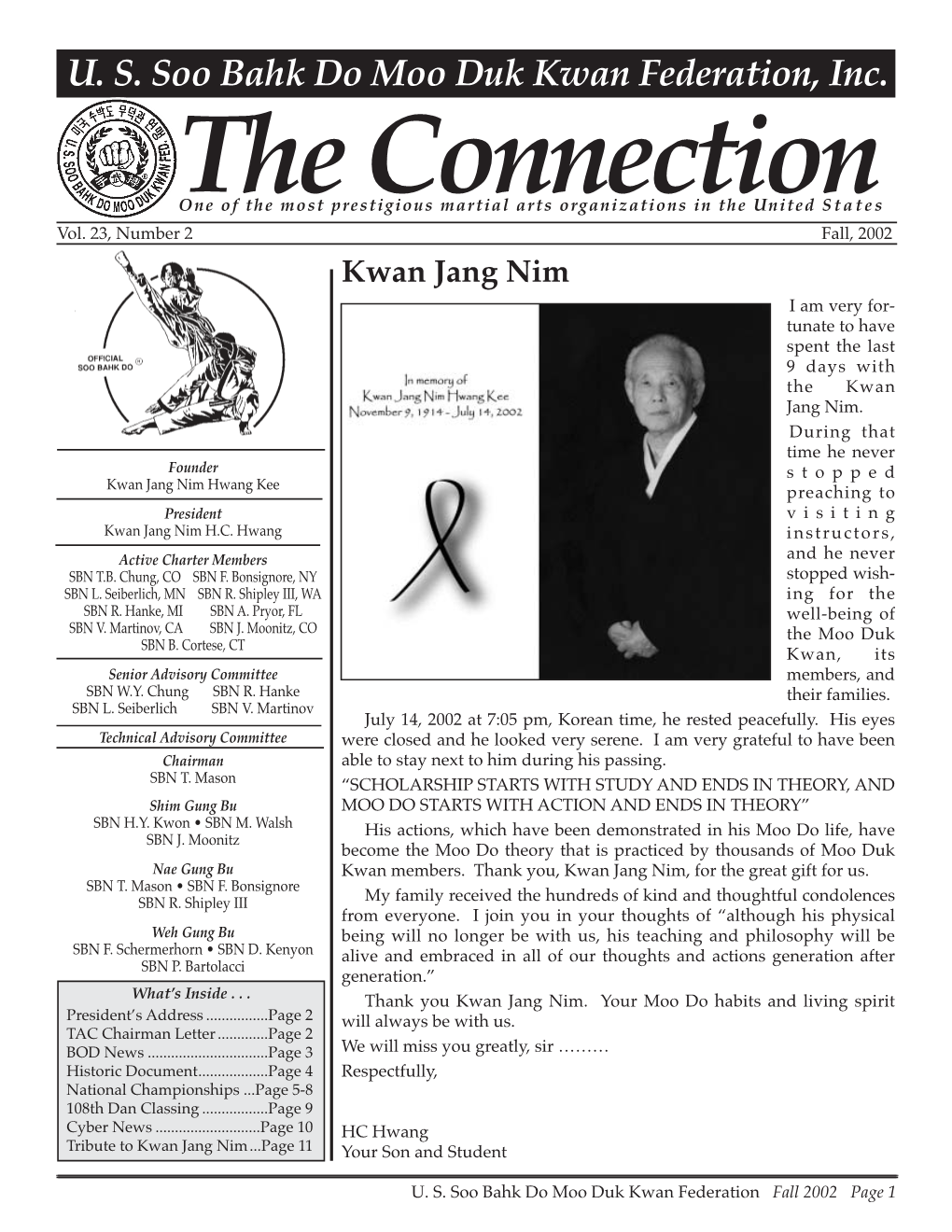 2002 09 Usa Moo Duk Kwan Federation Newsletter