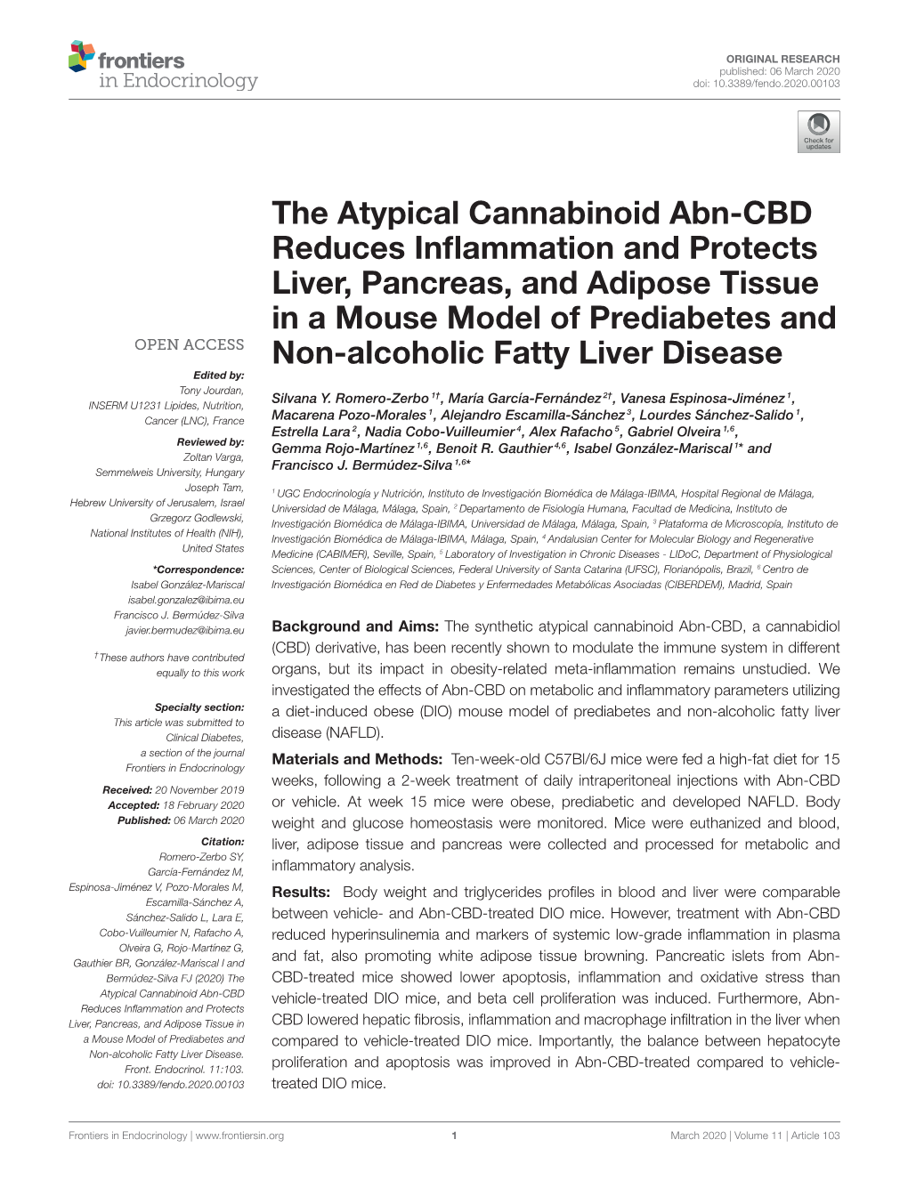 The Atypical Cannabinoid Abn-CBD Reduces Inflammation and Protects