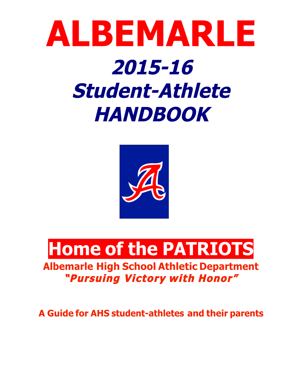 2015-16 Student-Athlete HANDBOOK