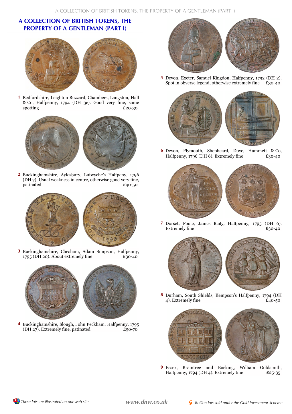 Part I) a Collection of British Tokens, the Property of a Gentleman (Part I)
