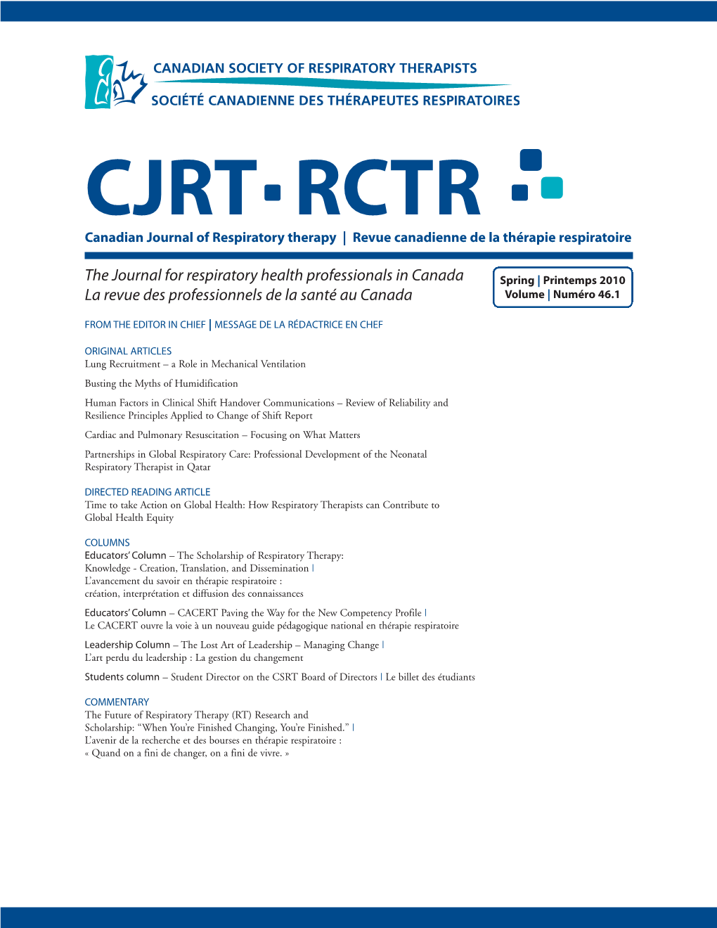 CJRT Spring 2010, Volume 46