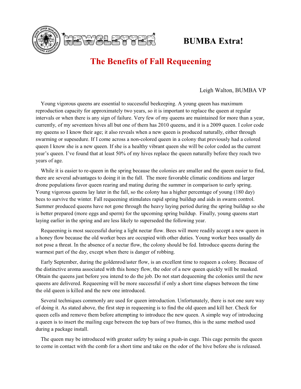 The Benefits Of Fall Requeening