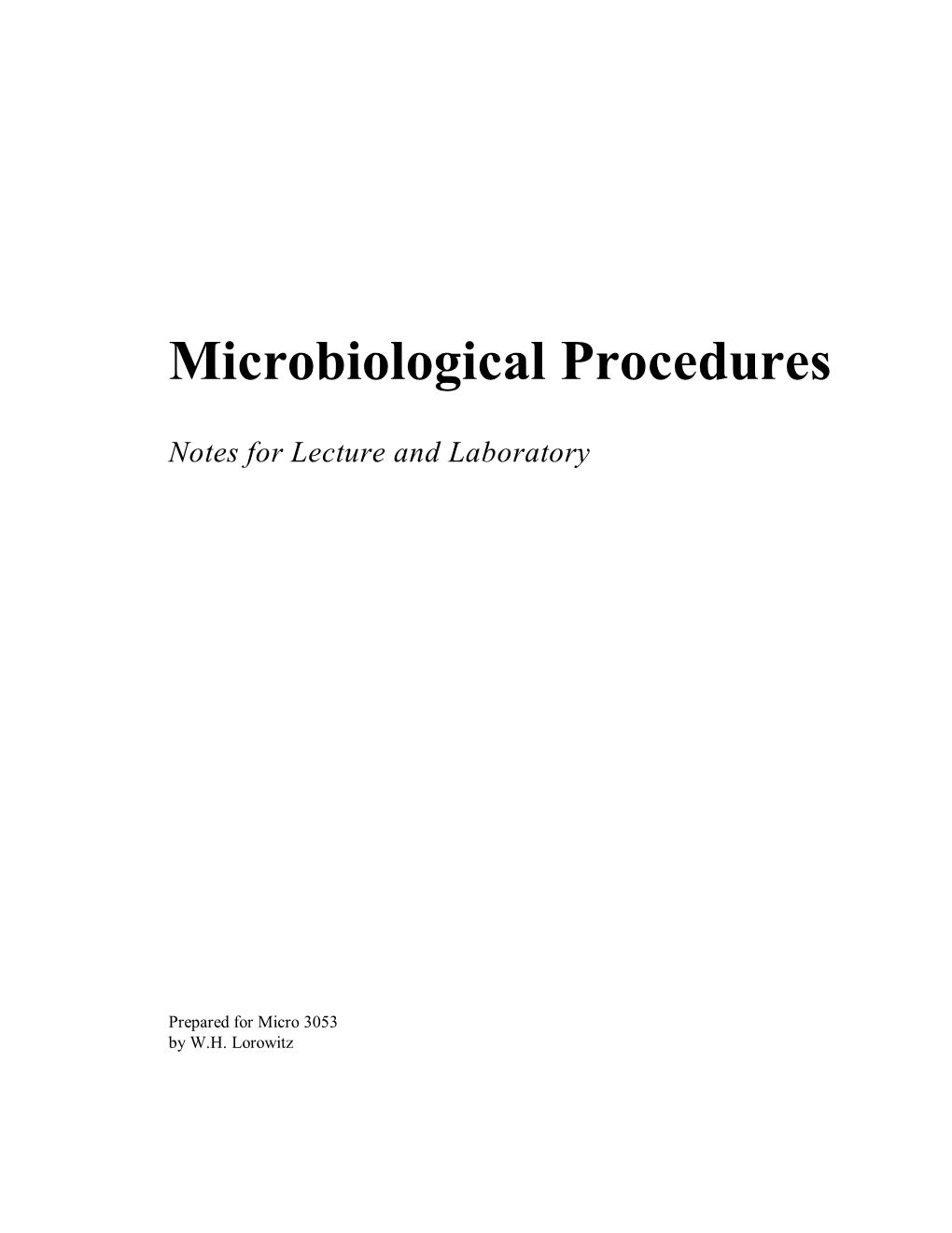 Microbiological Procedures