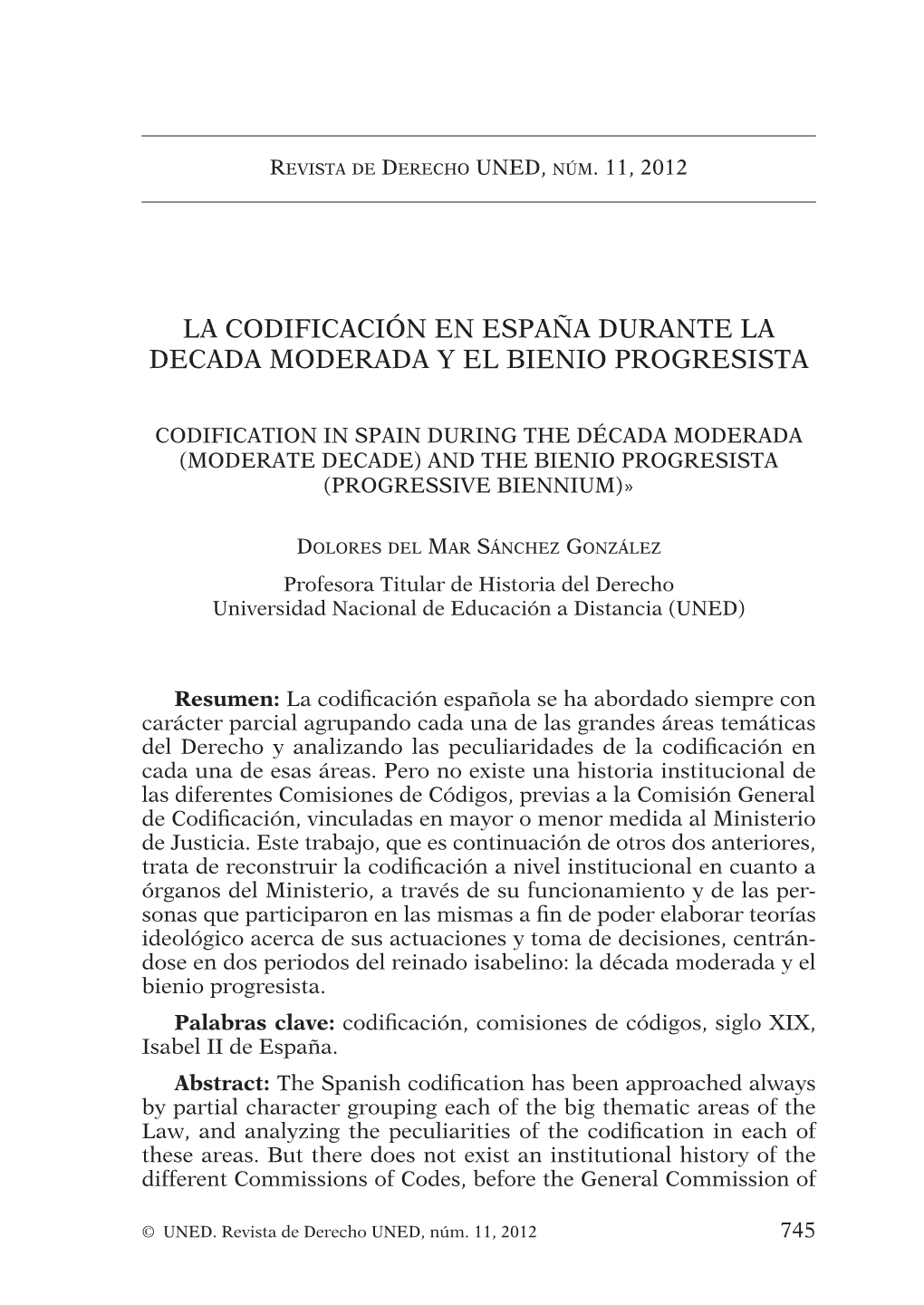 LA Codificación En España Durante La Decada Moderada Y El Bienio Progresista