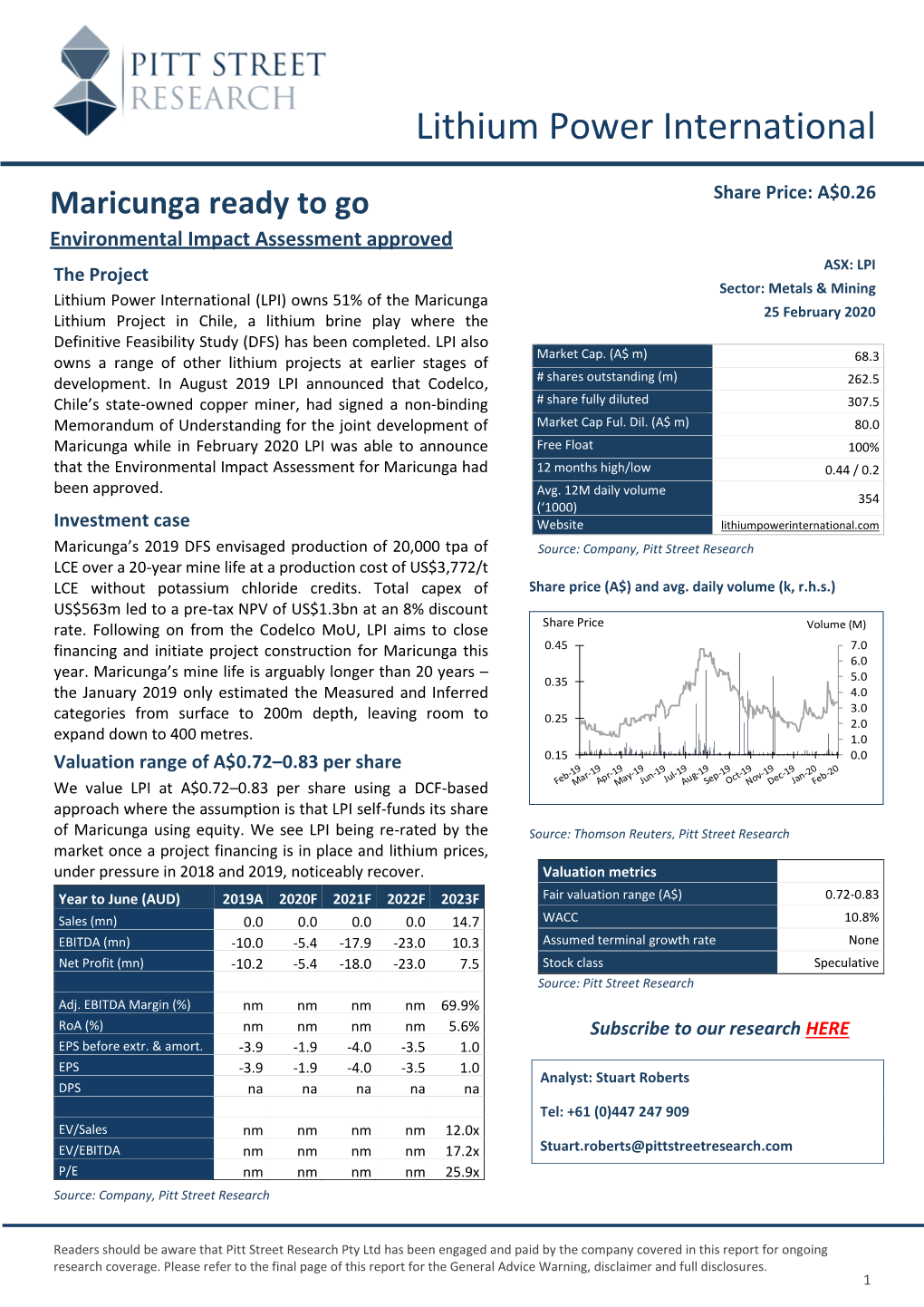 Maricunga Ready to Go Share Price: A$0.26 Environmental Impact Assessment Approved