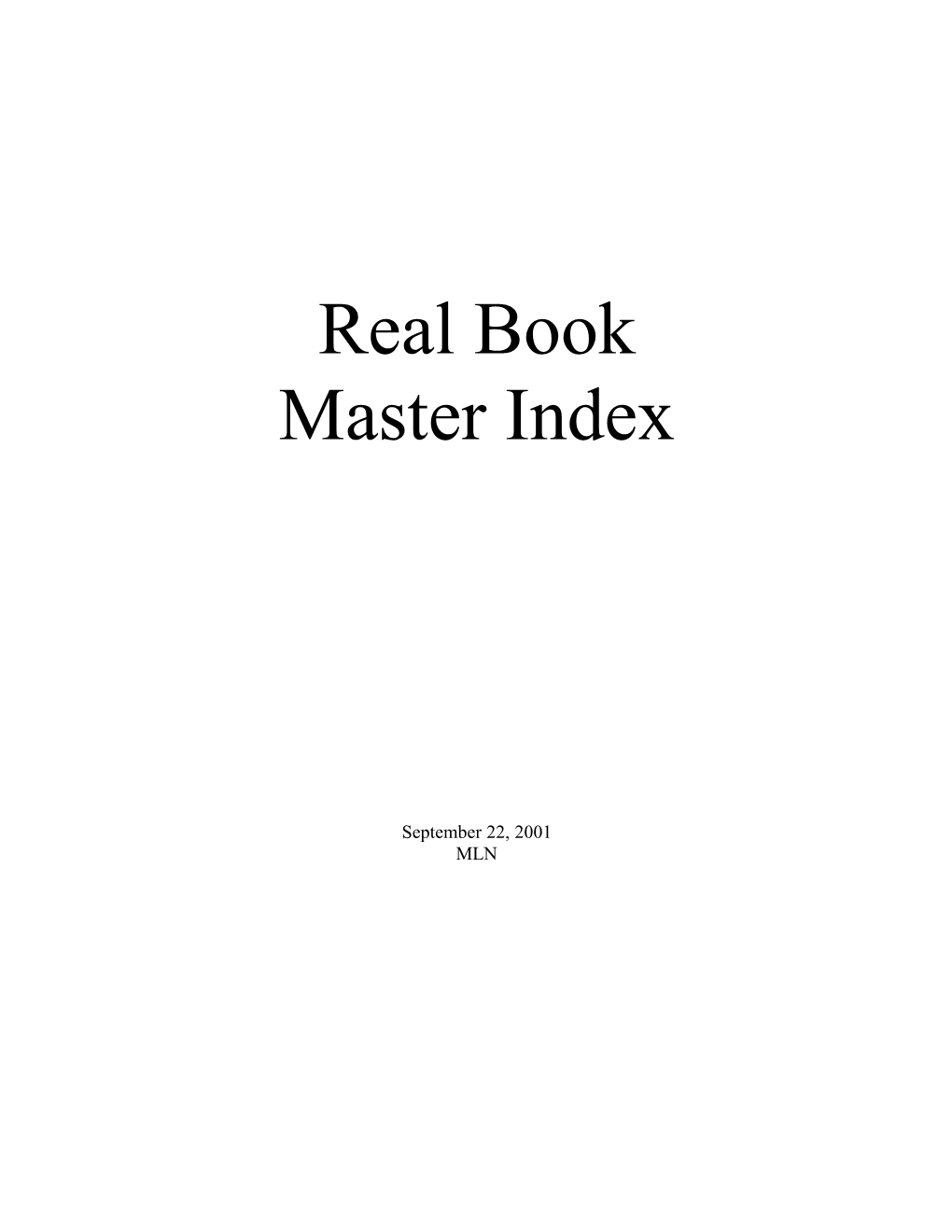 Real Book Master Index