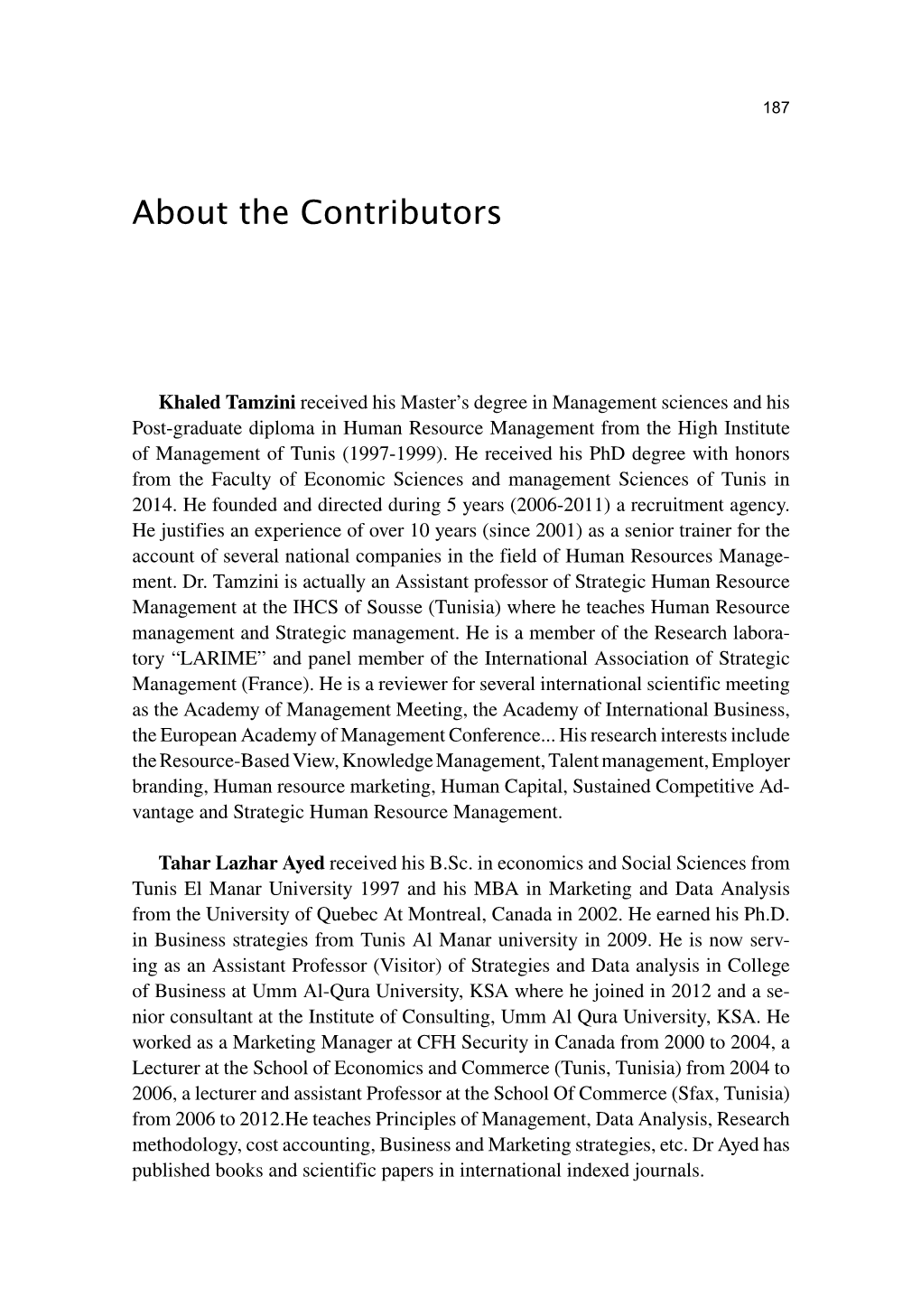 About the Contributors