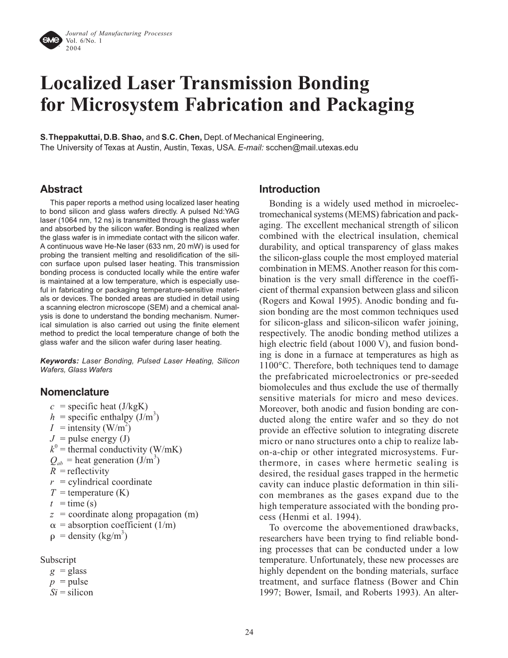 Localized Laser Transmission Bonding for Microsystem Fabrication and Packaging