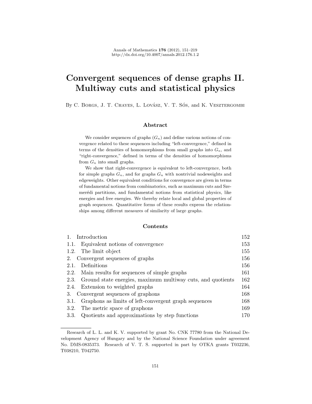 Convergent Sequences of Dense Graphs II. Multiway Cuts and Statistical Physics