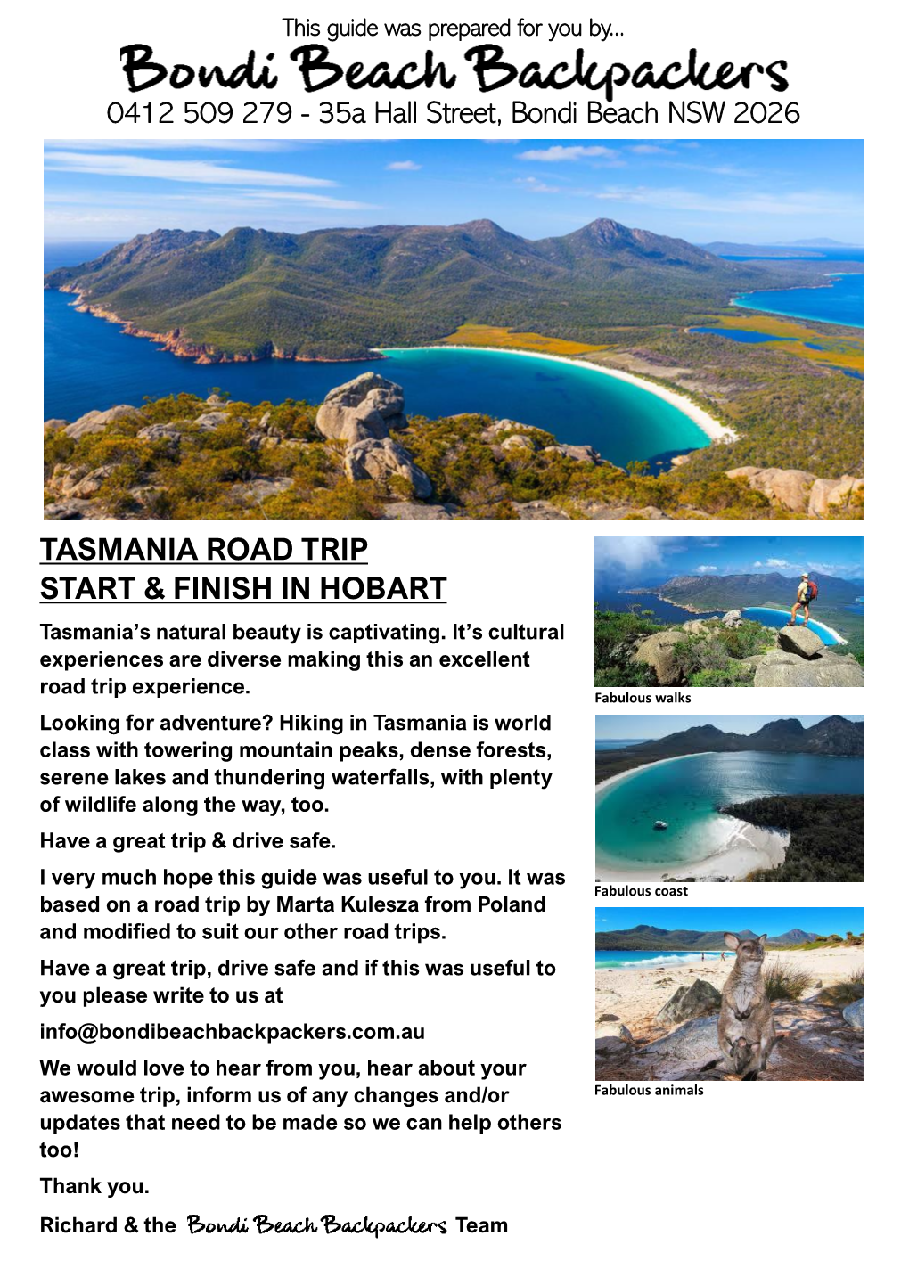 Tasmania Road Trip Start & Finish in Hobart