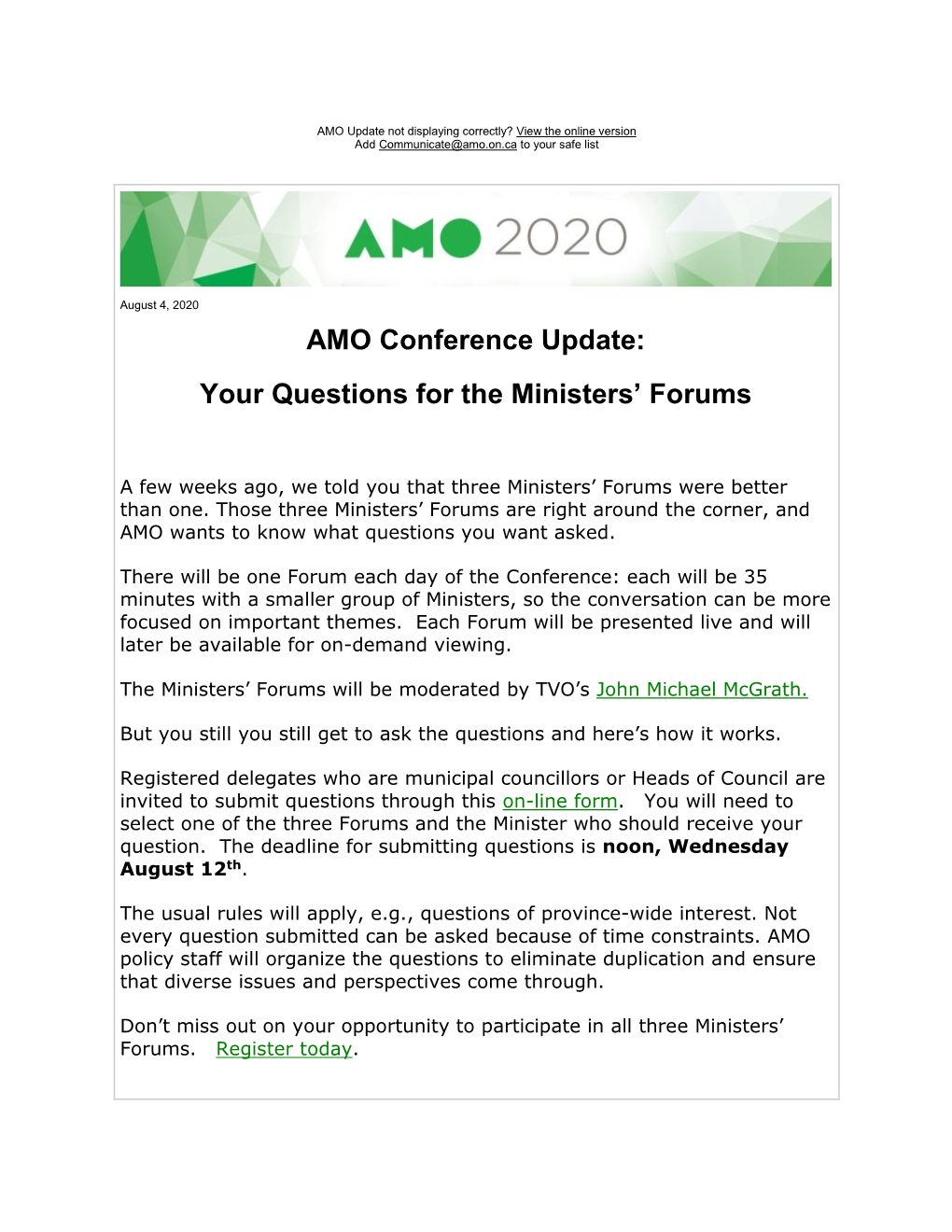 AMO Conference Update