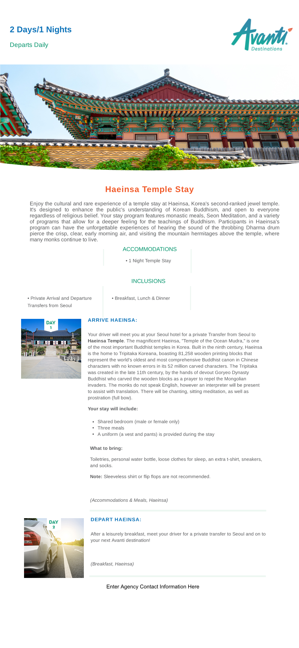2 Days/1 Nights Haeinsa Temple Stay