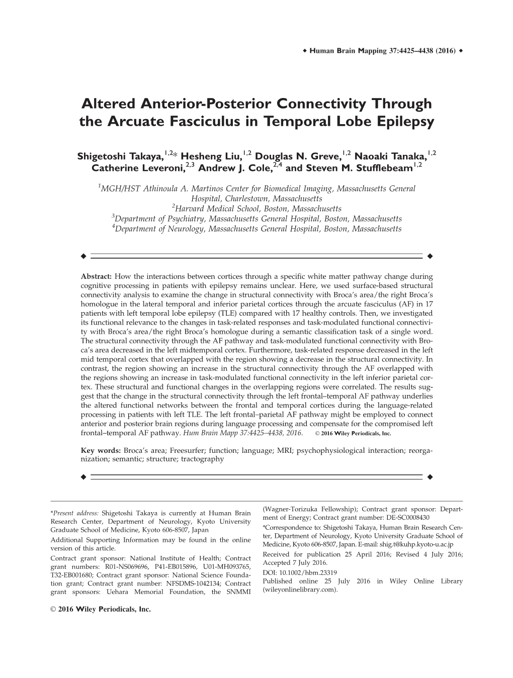 Posterior Connectivity Through the Arcuate Fasciculus in Temporal Lobe Epilepsy