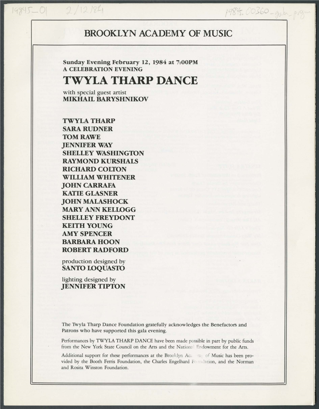 TWYLA THARP DANCE with Special Guest Artist MIKHAIL BARYSHNIKOV