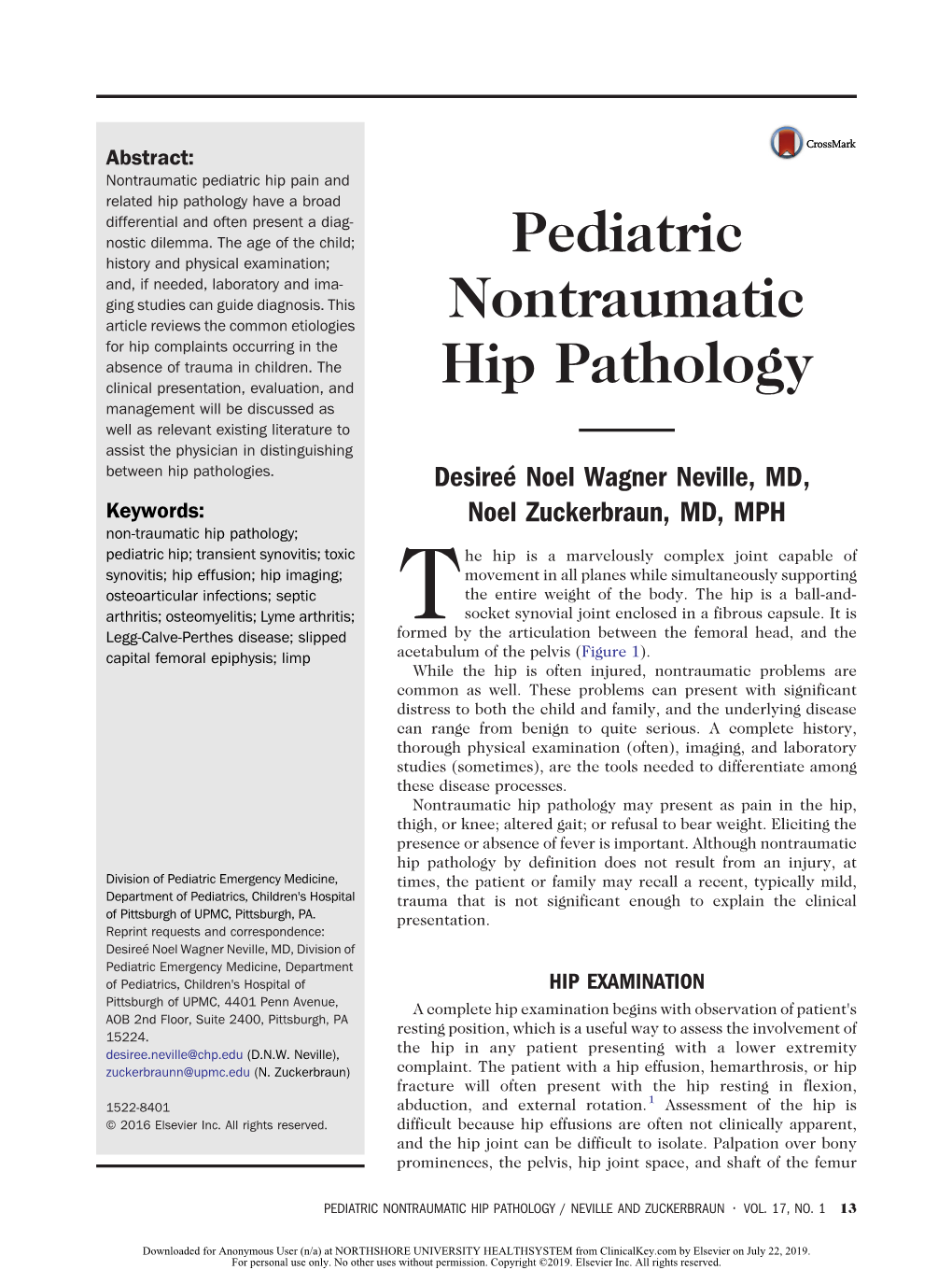 Pediatric Nontraumatic Hip Pathology / Neville and Zuckerbraun • Vol