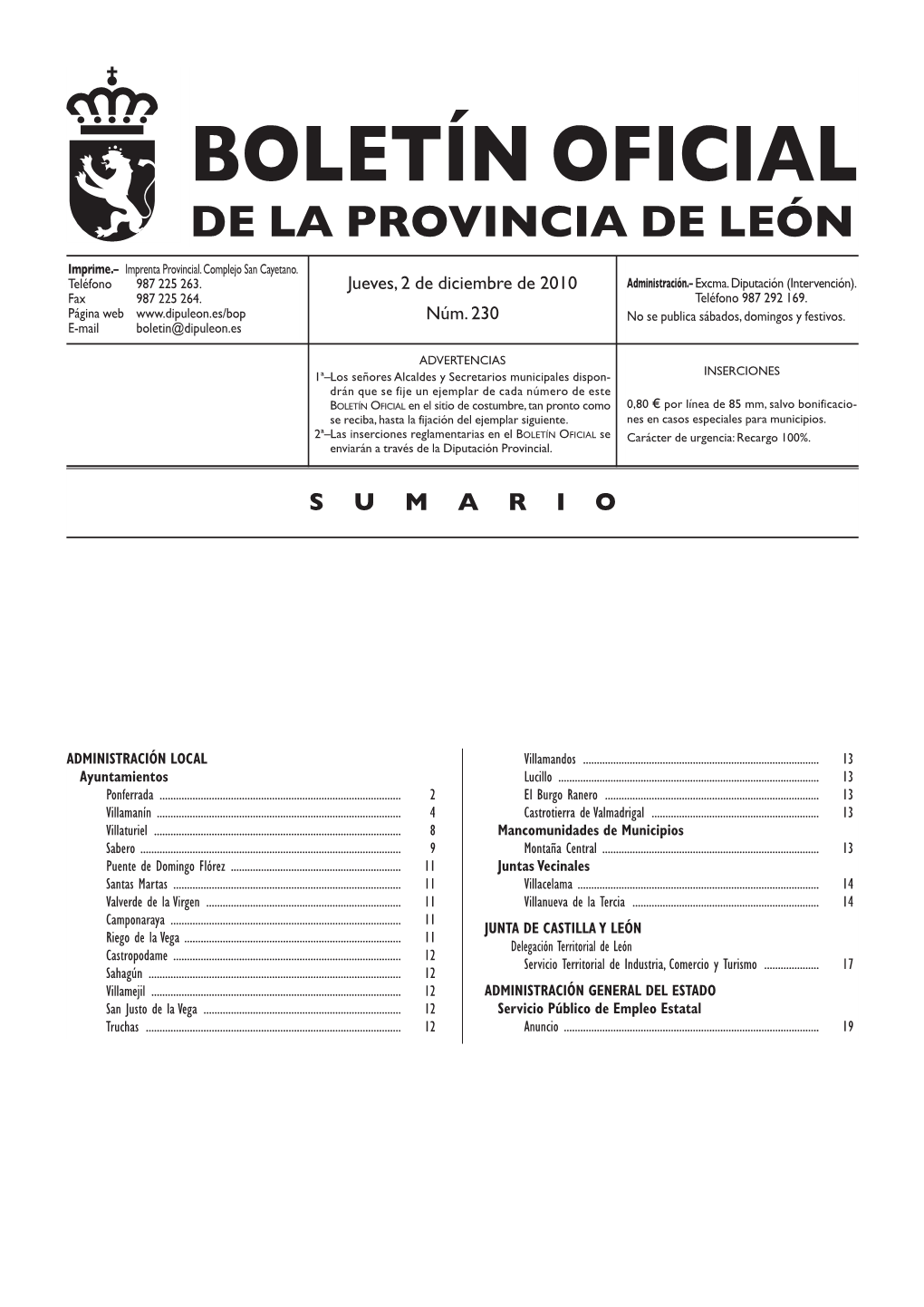 Boletín Oficial De La Provincia De León