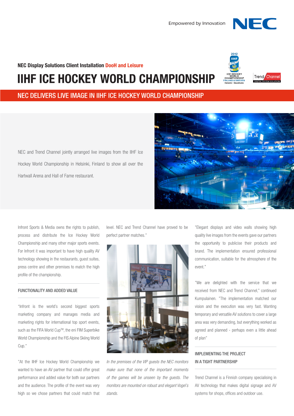 Iihf Ice Hockey World Championship Nec Delivers Live Image in Iihf Ice Hockey World Championship