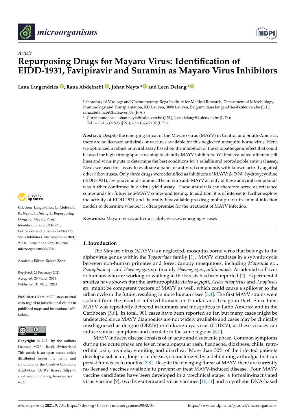 Identification of EIDD-1931, Favipiravir and Suramin As Mayaro Virus
