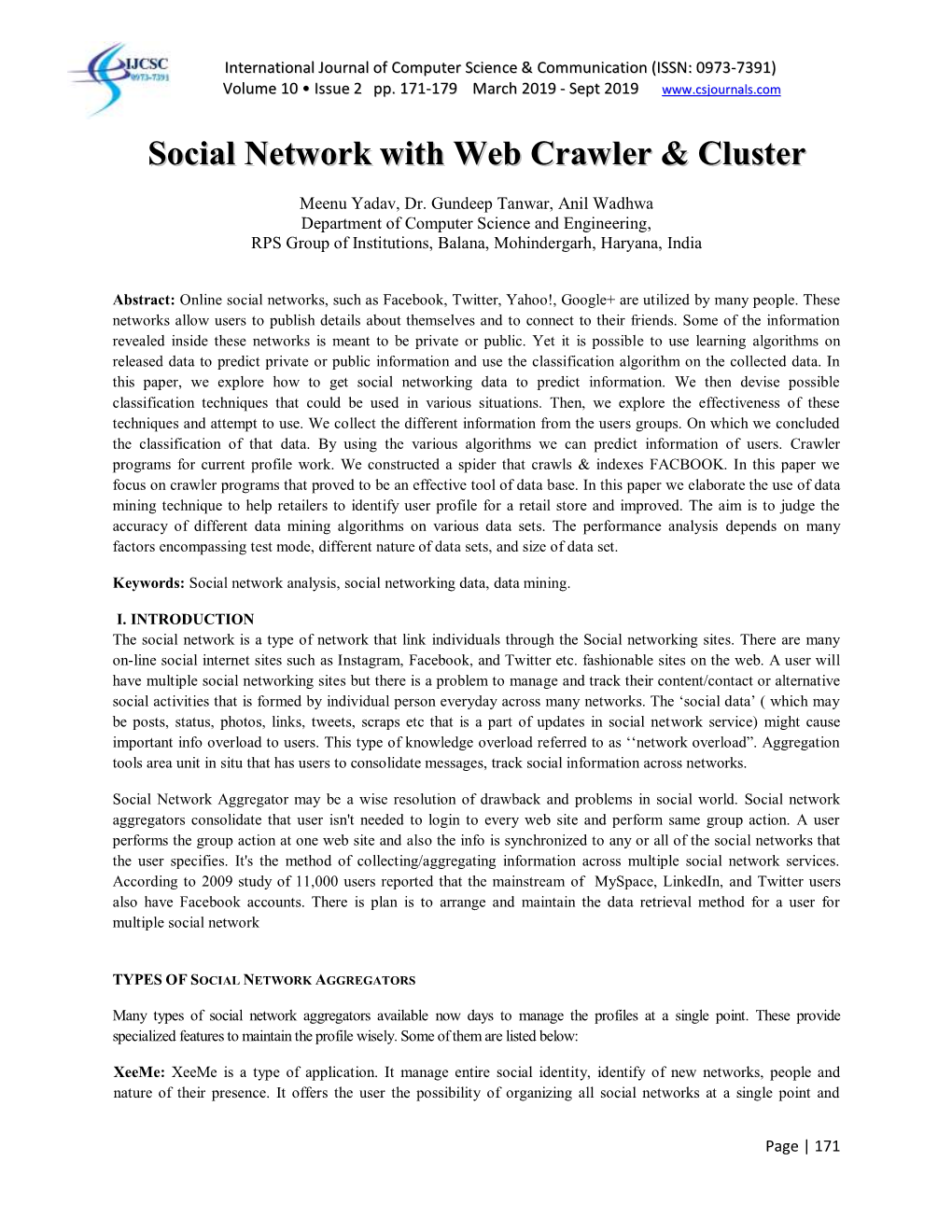 Social Network with Web Crawler & Cluster