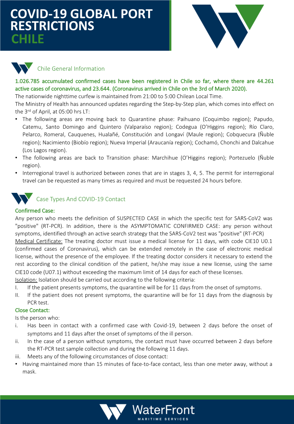 Covid-19 Global Port Restrictions Chile