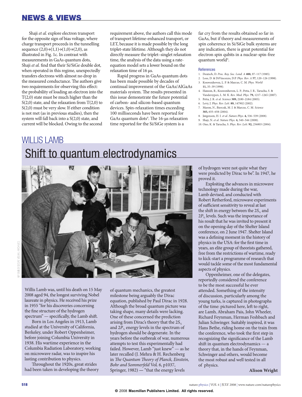 Shift to Quantum Electrodynamics