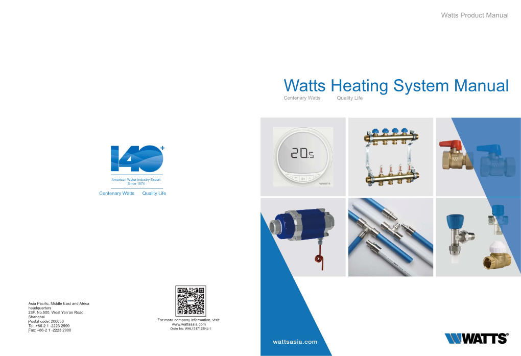 Watts Heating System Manual Centenary Watts Quality Life