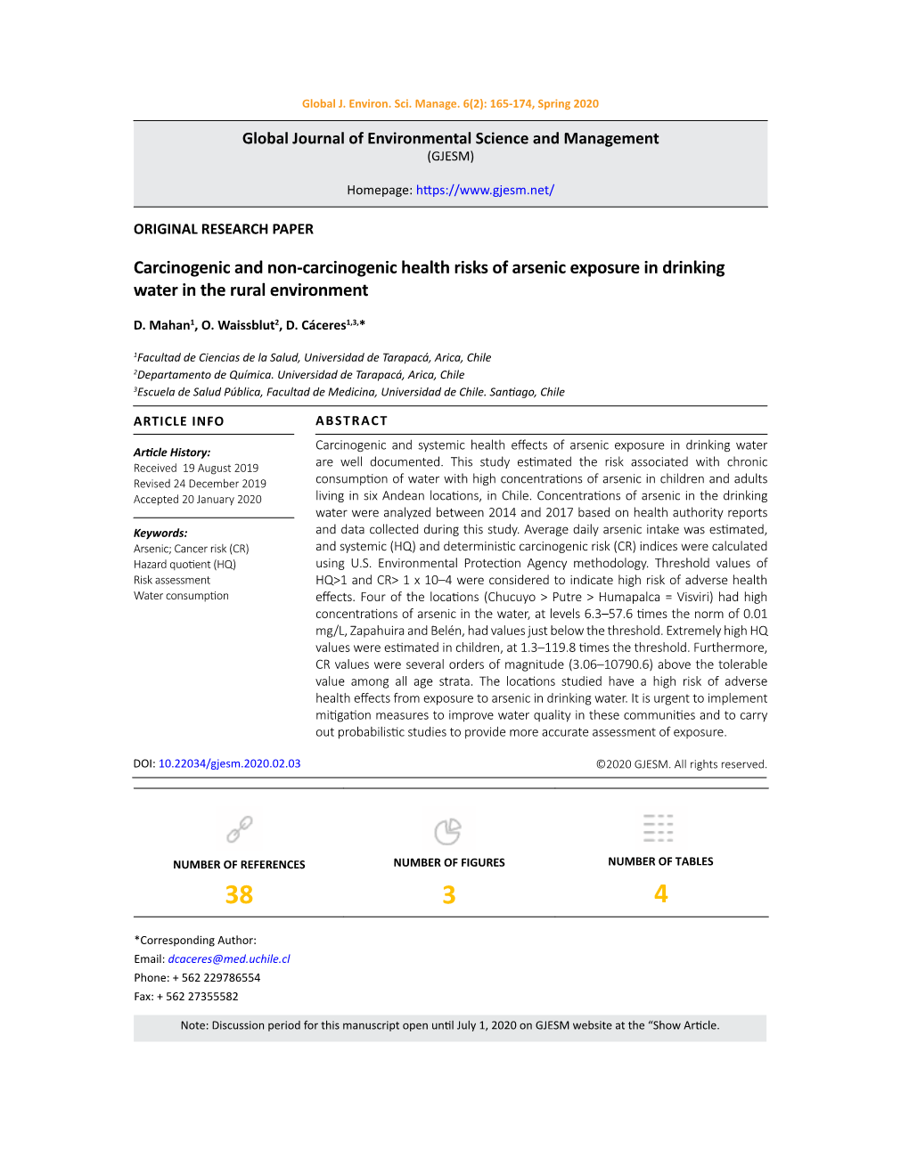 Carcinogenic and Non-Carcinogenic Health Risks of Arsenic Exposure in Drinking Water in the Rural Environment