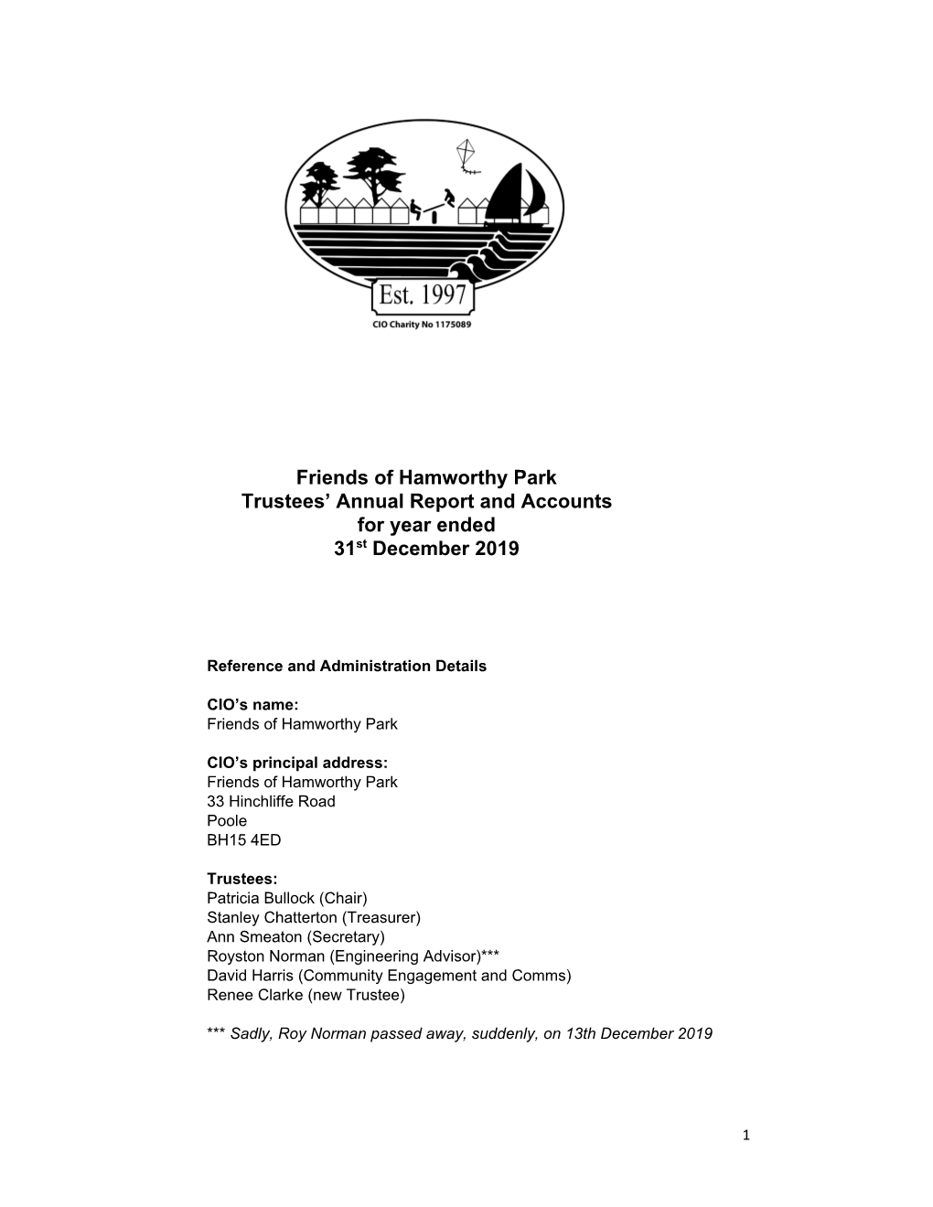Friends of Hamworthy Park Trustees' Annual Report and Accounts For