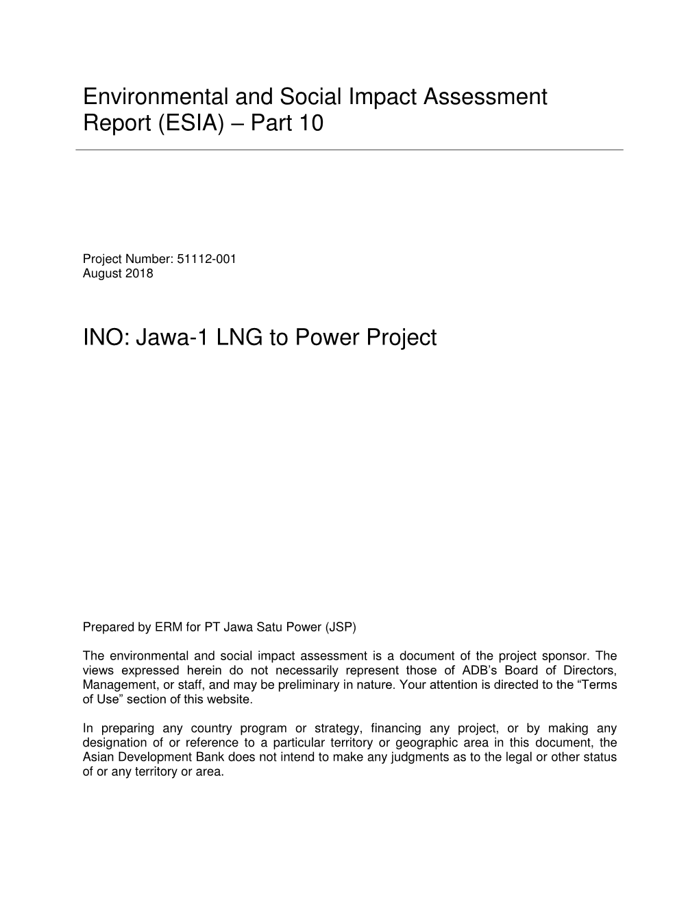 51112-001: Jawa-1 Liquefied Natural Gas-To-Power Project