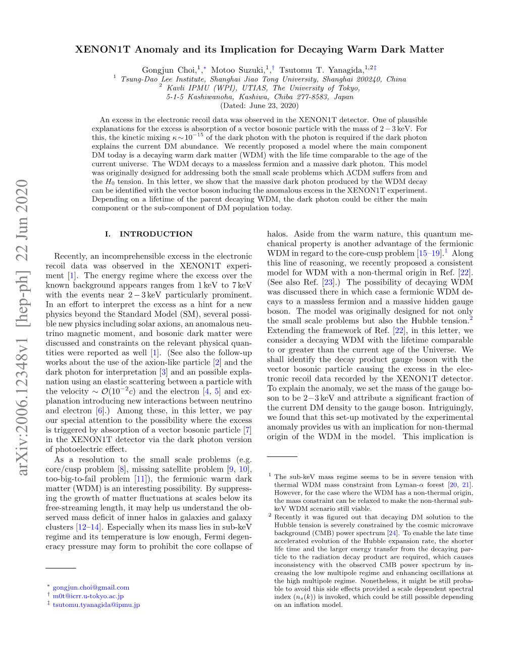 Arxiv:2006.12348V1 [Hep-Ph] 22 Jun 2020