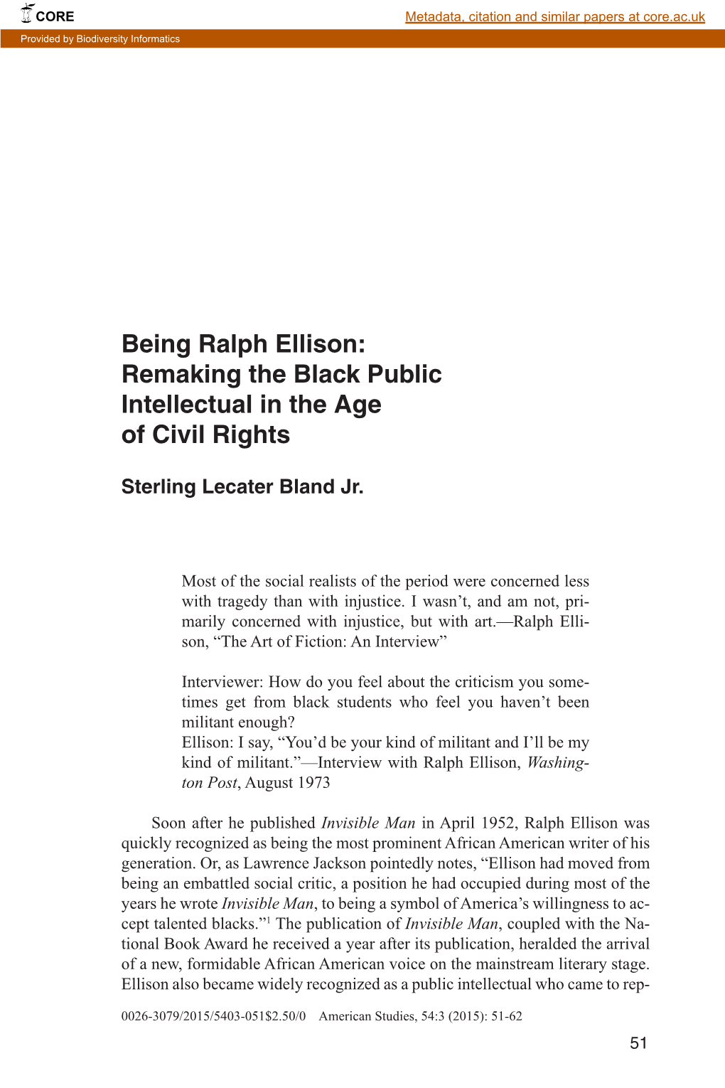 Being Ralph Ellison 51