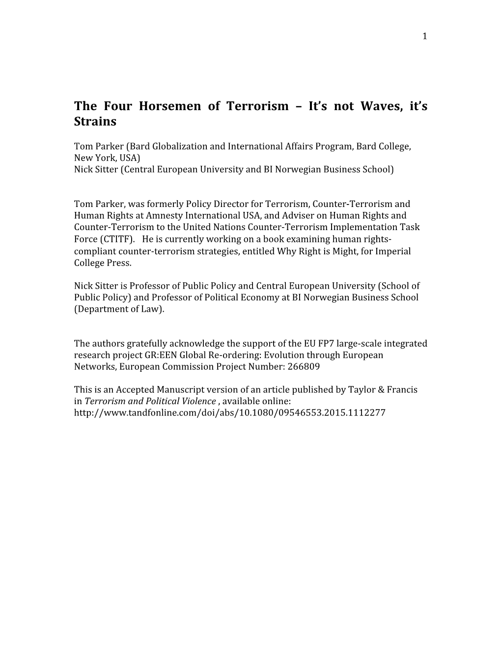 The Four Horsemen of Terrorism – It’S Not Waves, It’S Strains