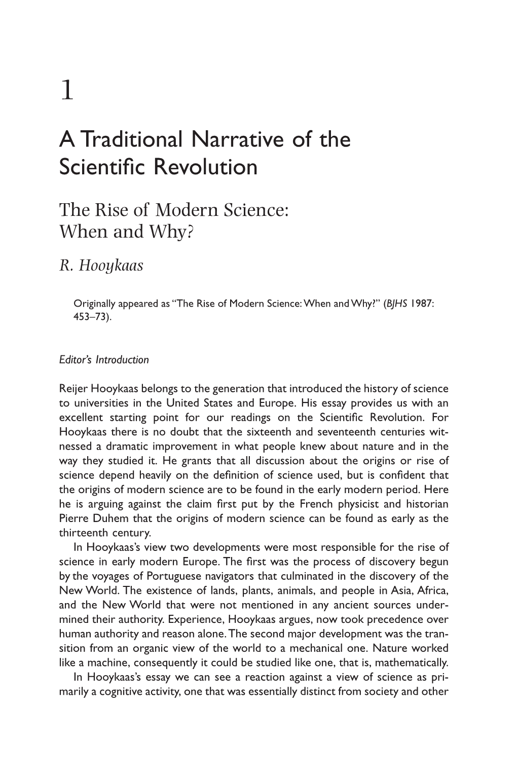 A Traditional Narrative of the Scientific Revolution