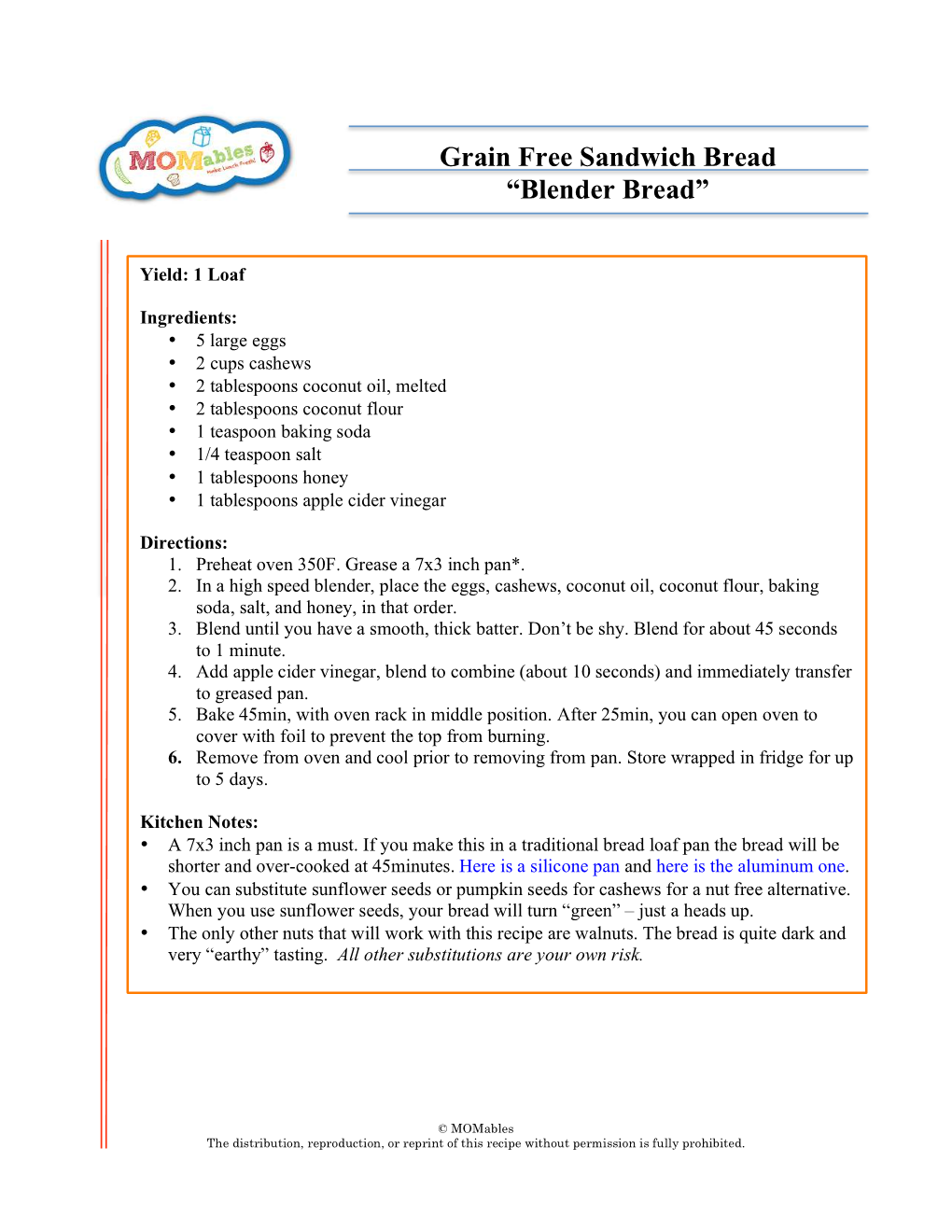 Grain Free Sandwich Bread “Blender Bread”