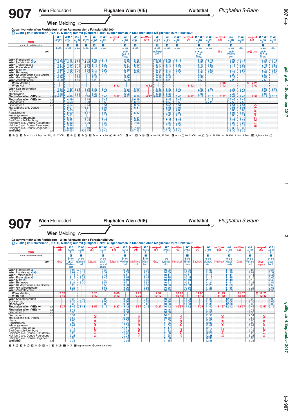 907 Wien Floridsdorf Flughafen Wien (VIE) Wolfsthal Flughafen S-Bahn