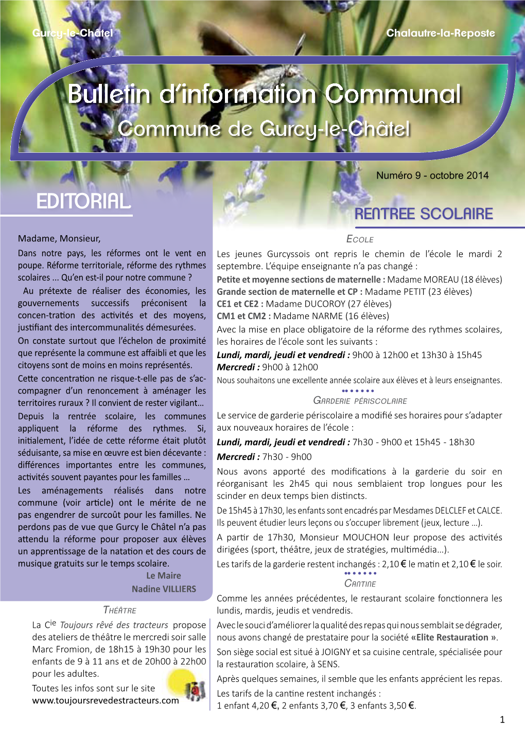 Commune De Gurcy-Le-Châtel EDITORIAL